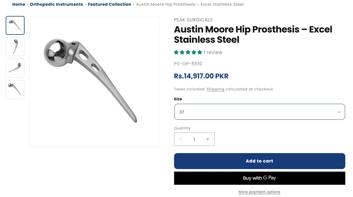 product page peak surgical